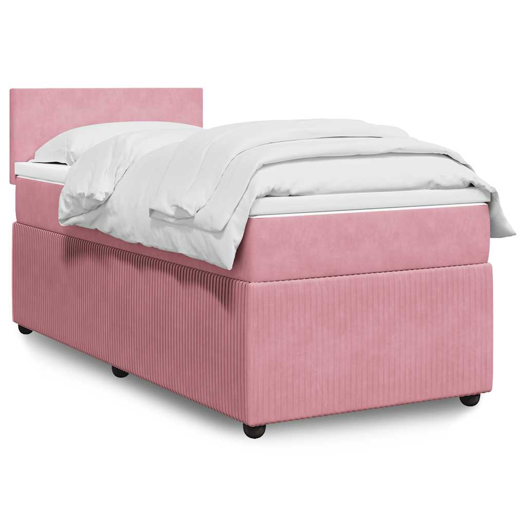 E-shop vidaXL Posteľný rám boxsping s matracom ružový 100x200 cm zamat