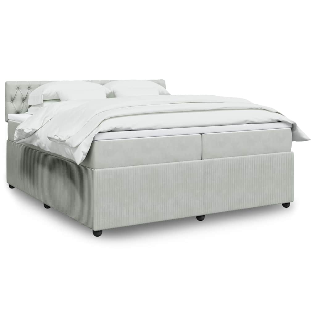 E-shop vidaXL Posteľný rám boxsping s matracom bledosivý 200x200 cm zamat