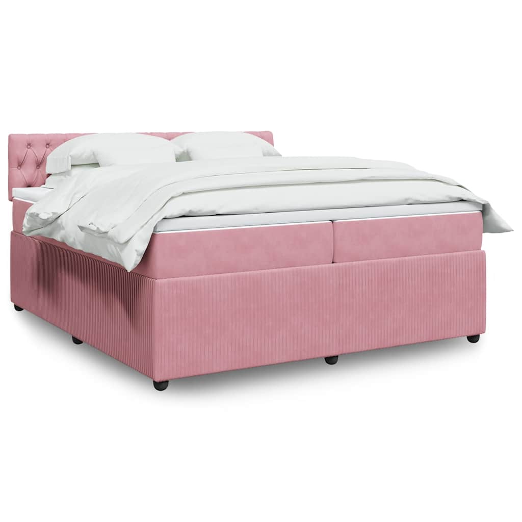 E-shop vidaXL Posteľný rám boxsping s matracom ružový200x200 cm zamat