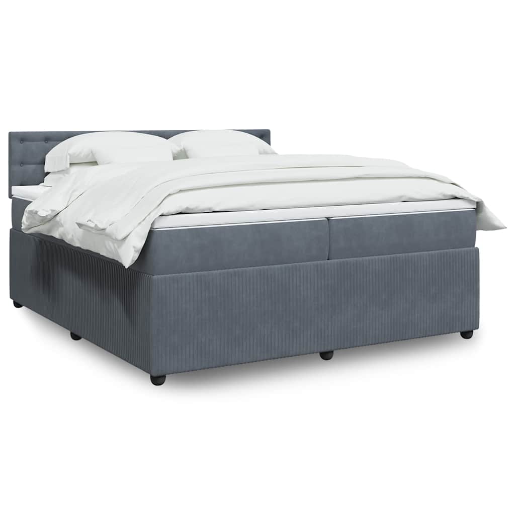 E-shop vidaXL Posteľný rám boxspring s matracom tmavosivý 200x200 cm zamat