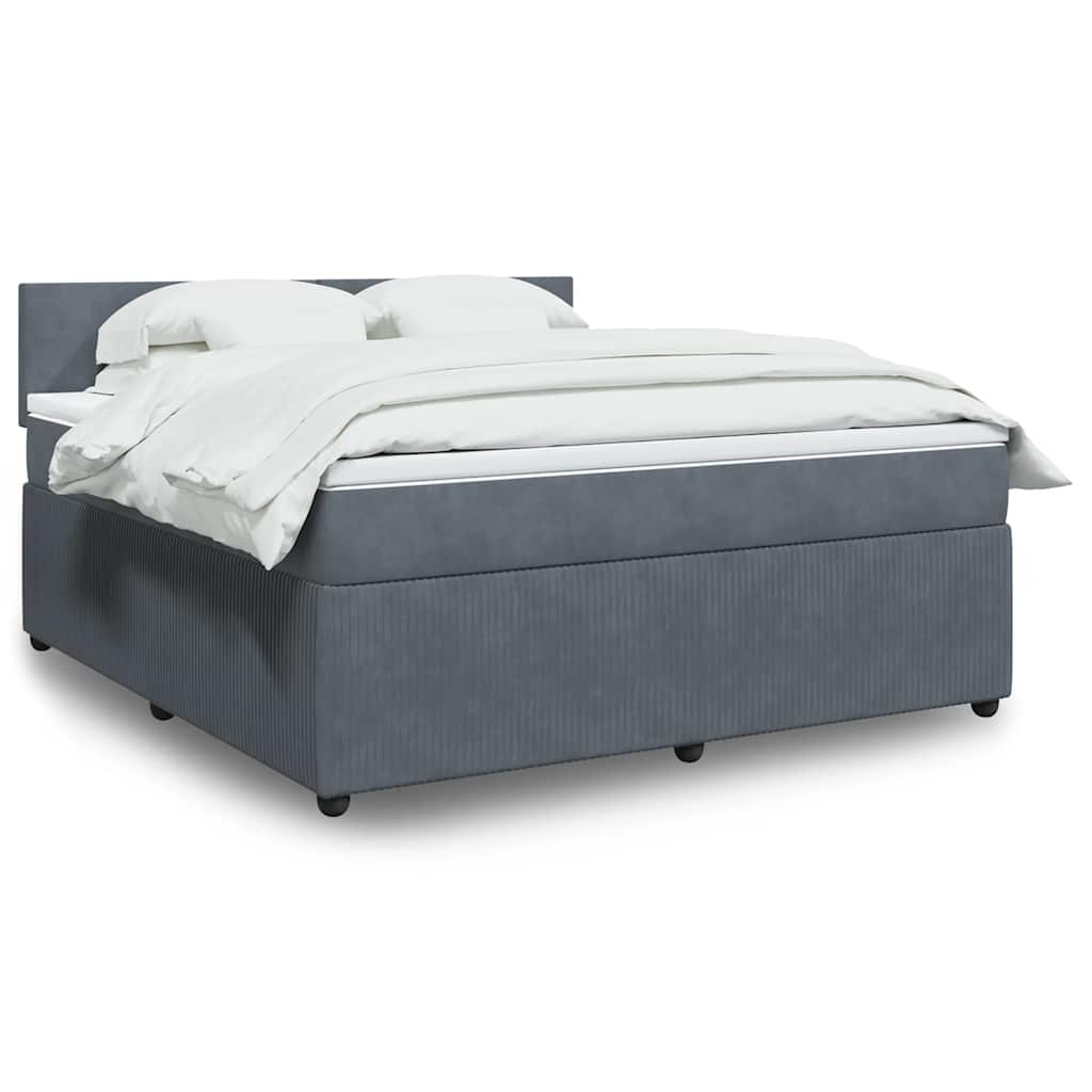 E-shop vidaXL Posteľný rám boxspring s matracom tmavosivý 180x200 cm zamat