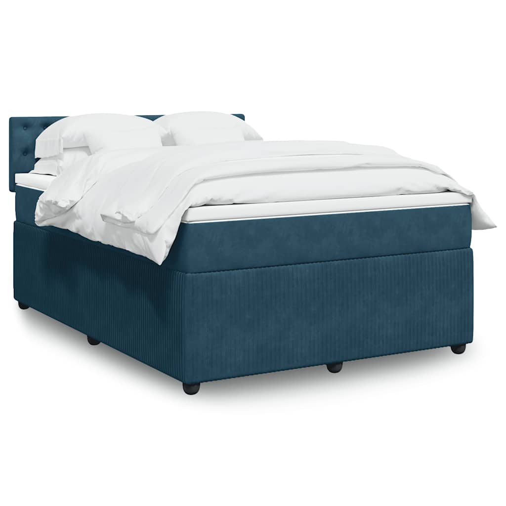 E-shop vidaXL Posteľný rám boxsping s matracom modrý 160x200 cm zamat