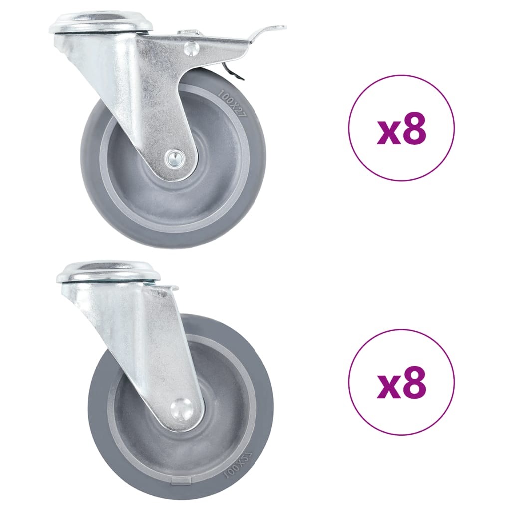 E-shop vidaXL Otočné kolieska s otvorom na skrutku 16 ks 100 mm