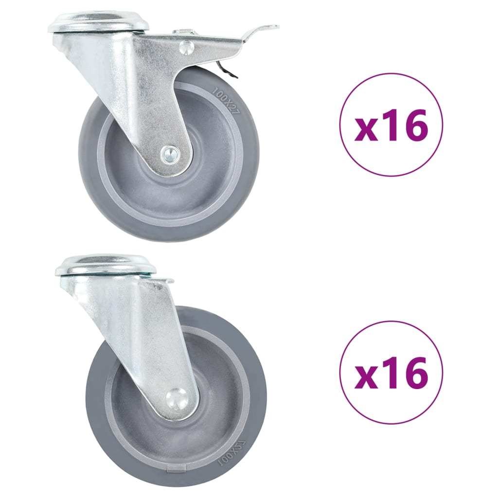 E-shop vidaXL 32 ks otočné kolieska s otvorom na skrutku 100 mm