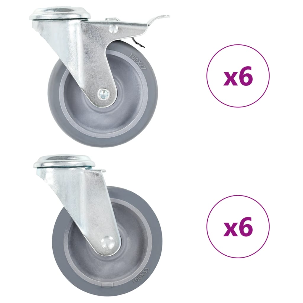 E-shop vidaXL 12 ks otočné kolieska s otvorom na skrutku 100 mm