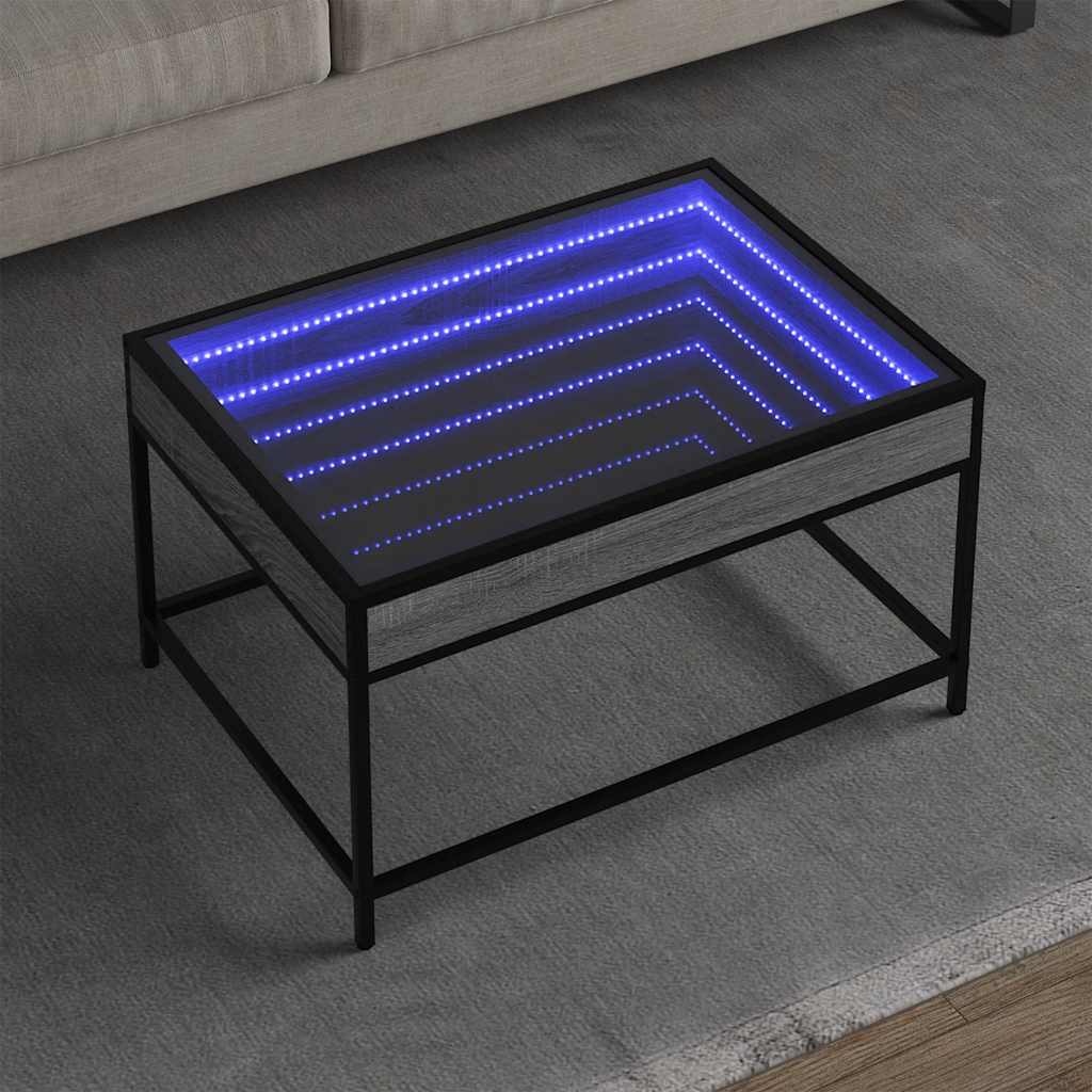 E-shop vidaXL Konferenčný stolík s nekonečnými LED sivý sonoma 70x50x41 cm