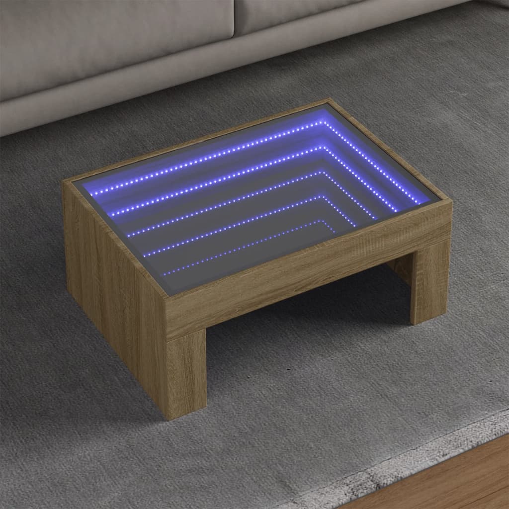 E-shop vidaXL Konferenčný stolík s nekonečnými LED dub sonoma 70x50x30 cm