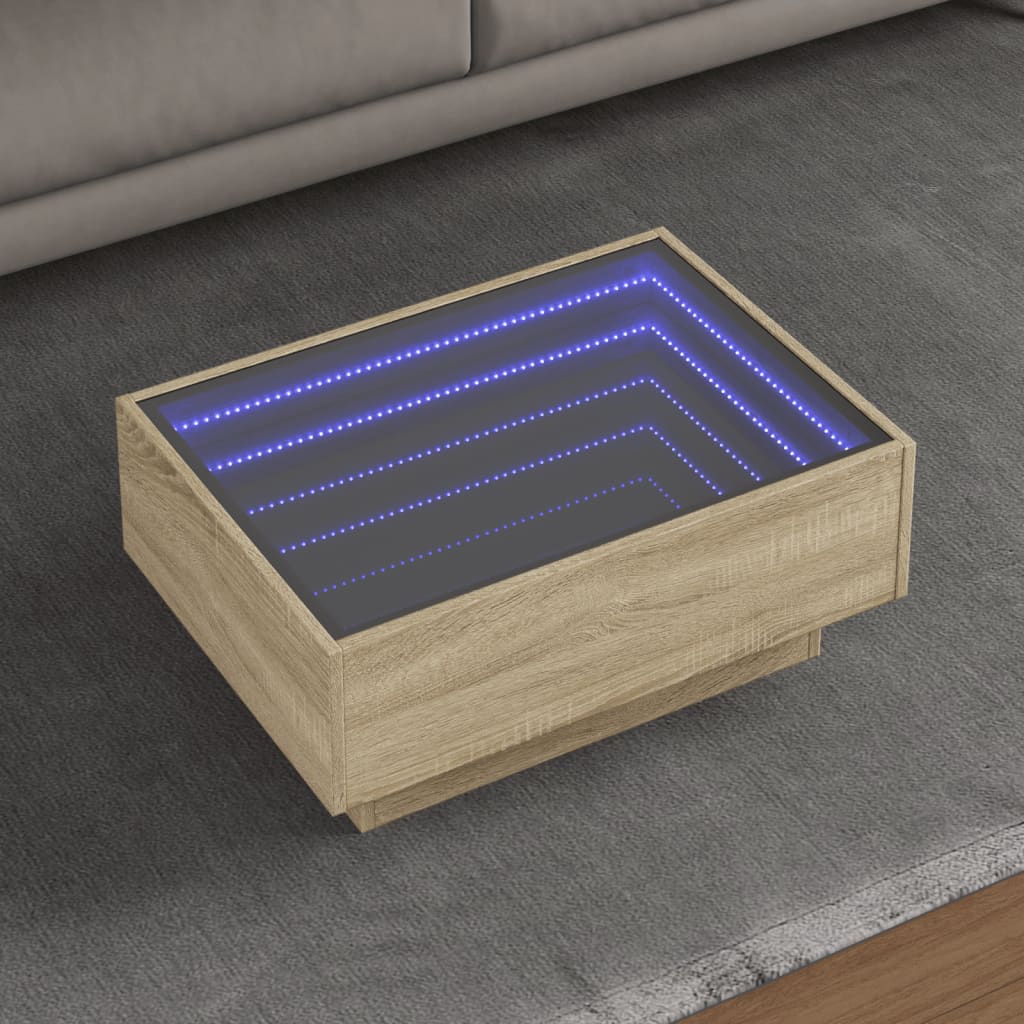 E-shop vidaXL Konferenčný stolík s LED dub sonoma 70x50x30 cm kompozit. drevo