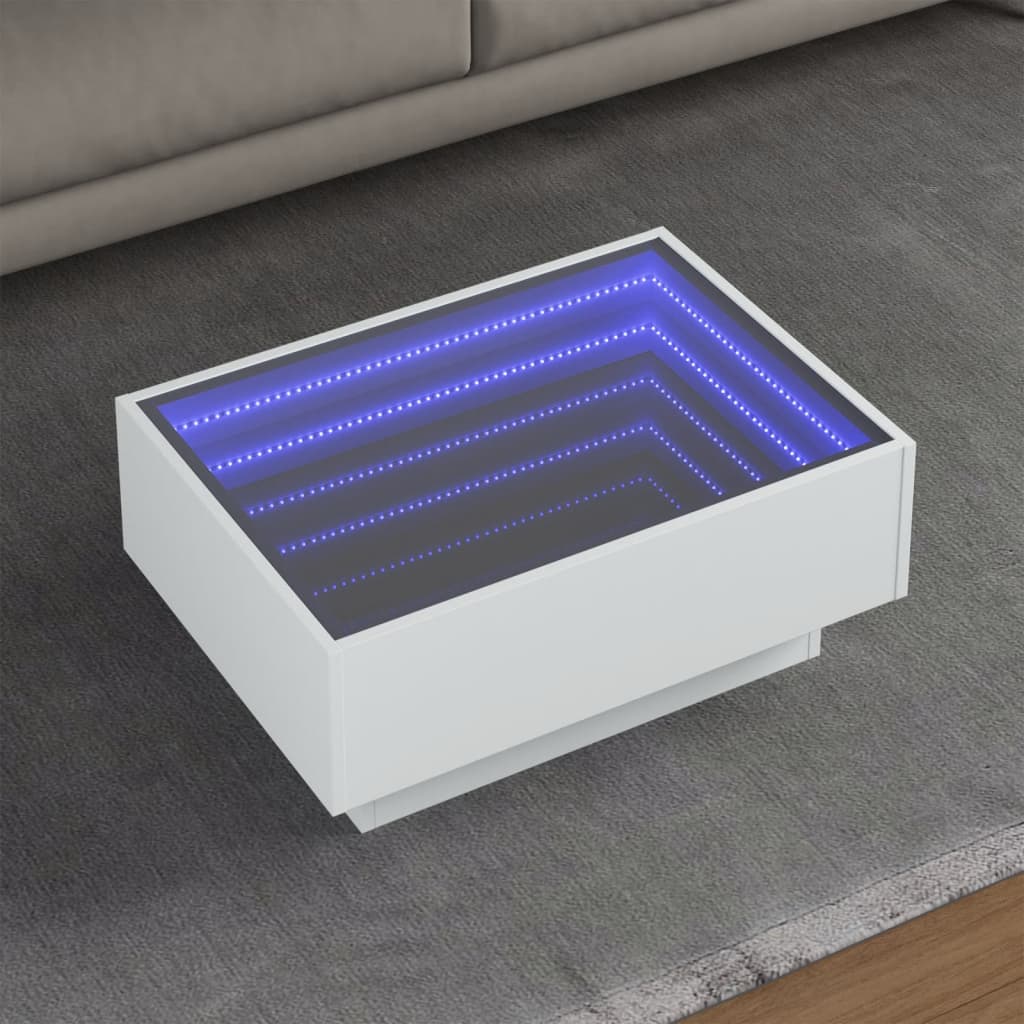 E-shop vidaXL Konferenčný stolík s LED biely 70x50x30 cm kompozitné drevo