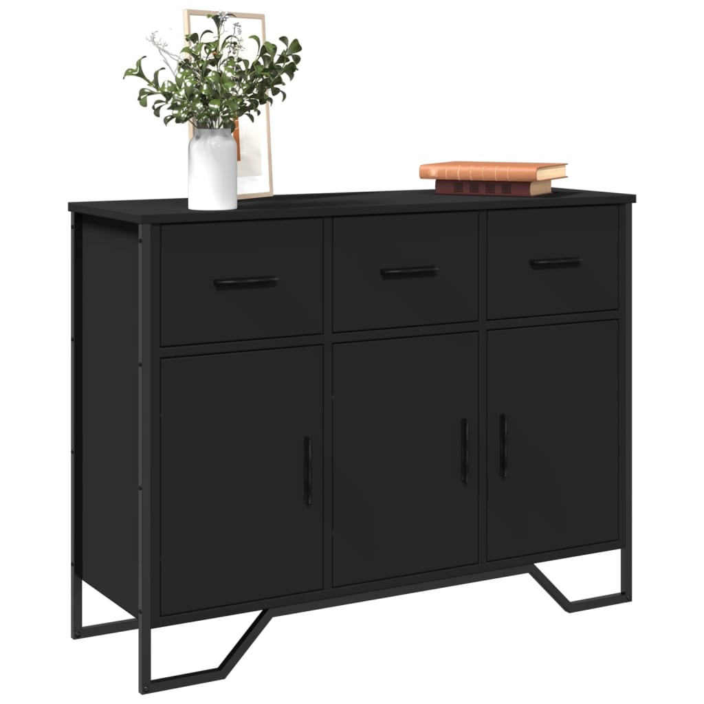 E-shop vidaXL Komoda čierna 97x32,5x74,5 cm kompozitné drevo