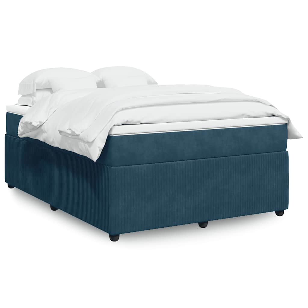 E-shop vidaXL Posteľný rám boxsping s matracom tmavomodrý 140x190 cm zamat