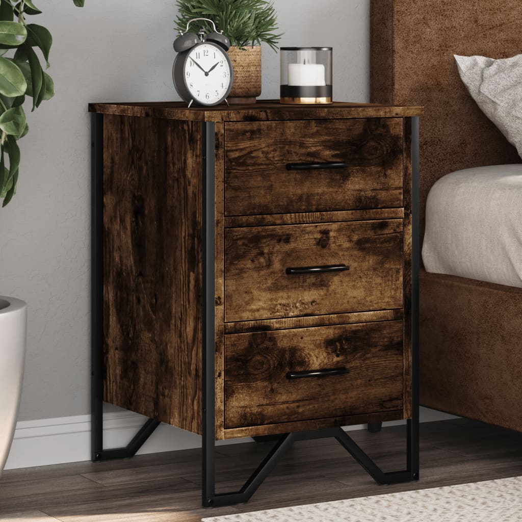 E-shop vidaXL Nočný stolík dymový dub 40x41x60 cm kompozitné drevo