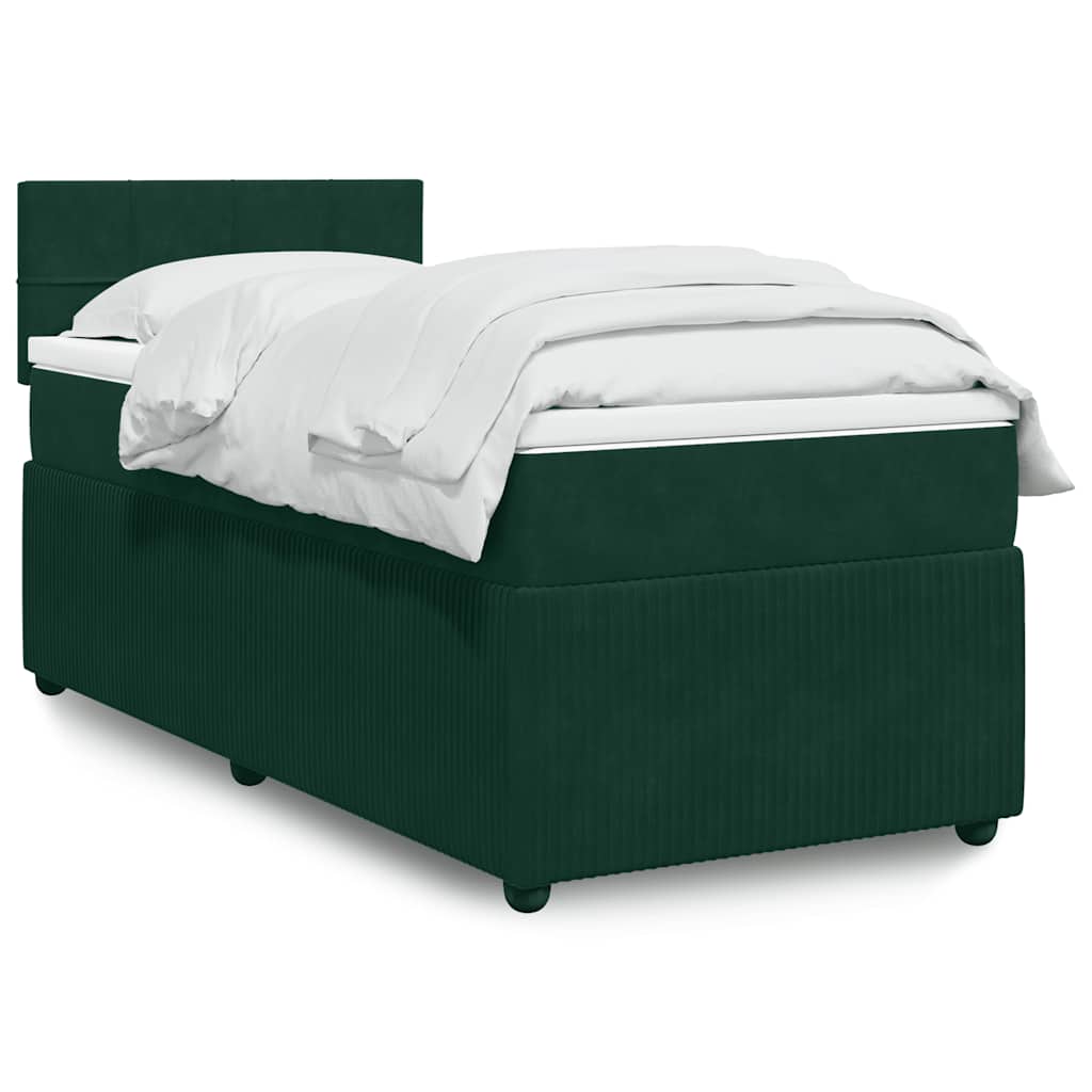 E-shop vidaXL Posteľný rám boxsping s matracom tmavozelený 100x200 cm zamat