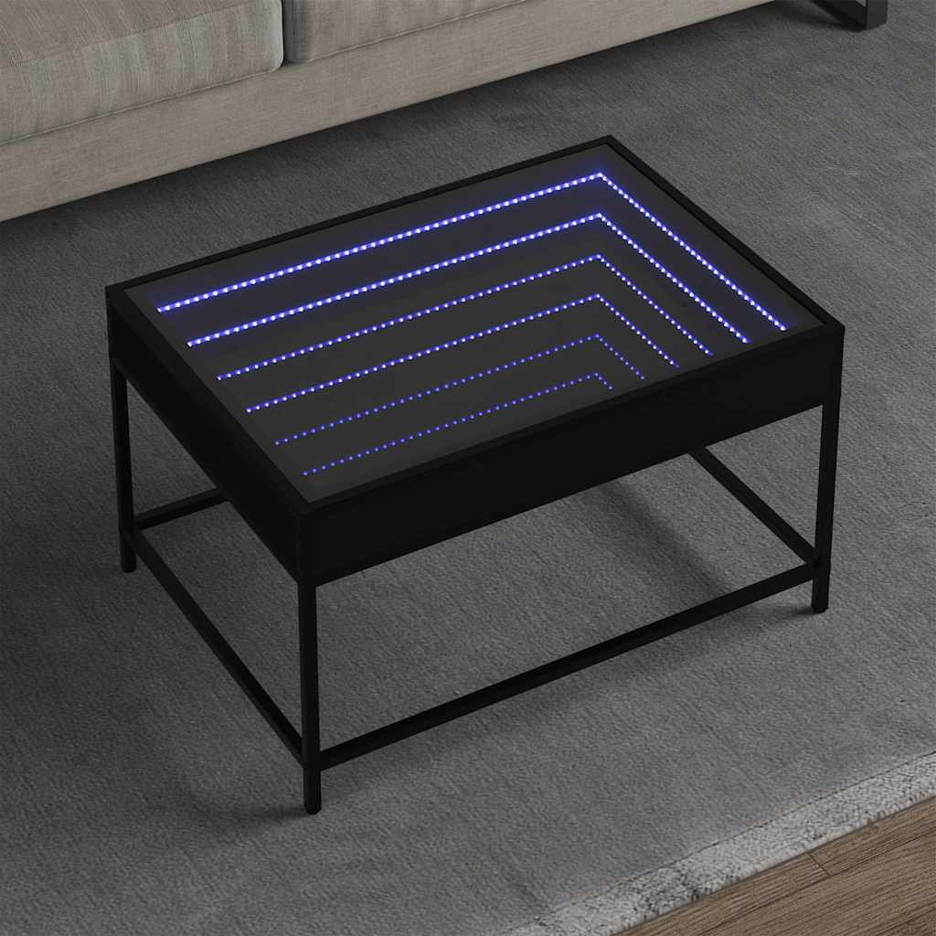 E-shop vidaXL Konferenčný stolík s nekonečnými LED čierny 70x50x41 cm