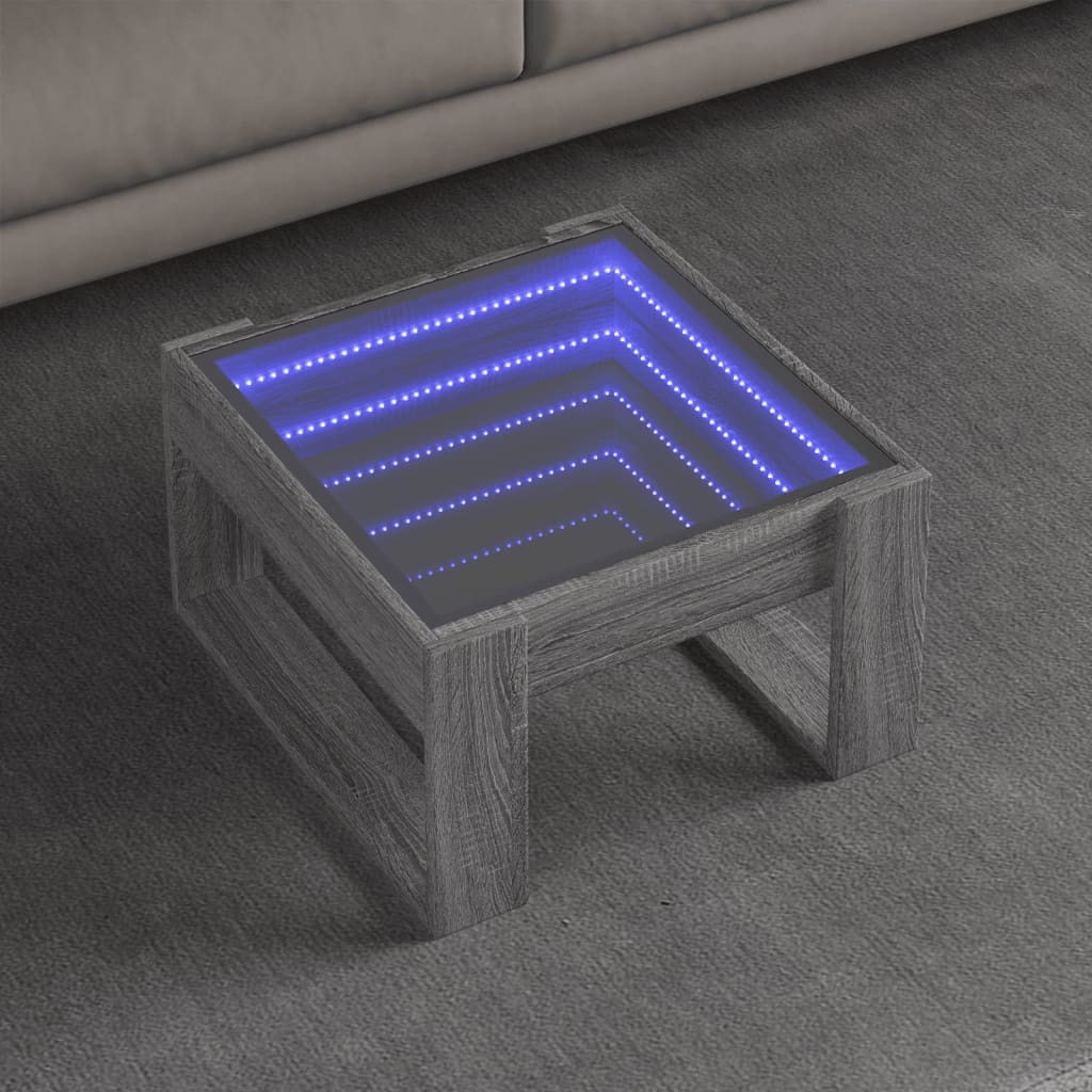 E-shop vidaXL Konferenčný stolík s nekonečnými LED sivý sonoma 50x53x30 cm