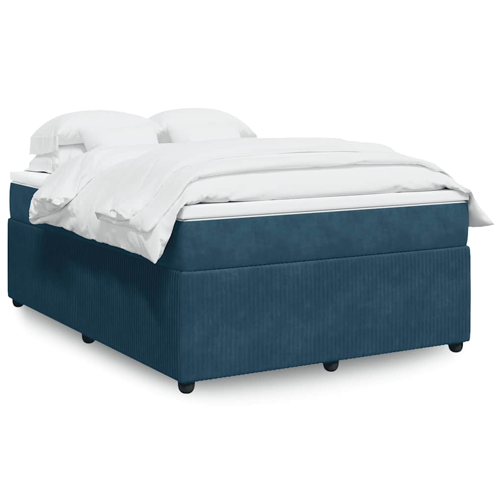 E-shop vidaXL Posteľný rám boxsping s matracom tmavomodrý 140x200 cm zamat