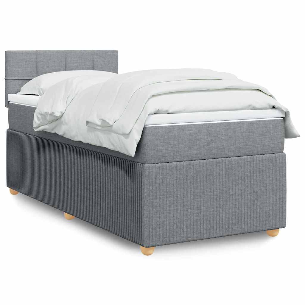 E-shop vidaXL Posteľný rám boxsping s matracom bledosivý 90x190 cm látka