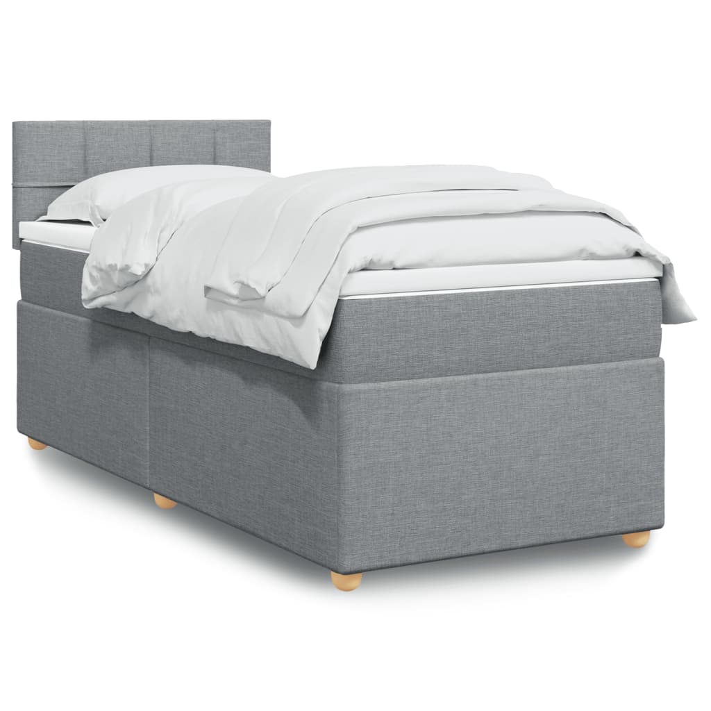 E-shop vidaXL Posteľný rám boxsping s matracom bledosivý 90x200 cm látka