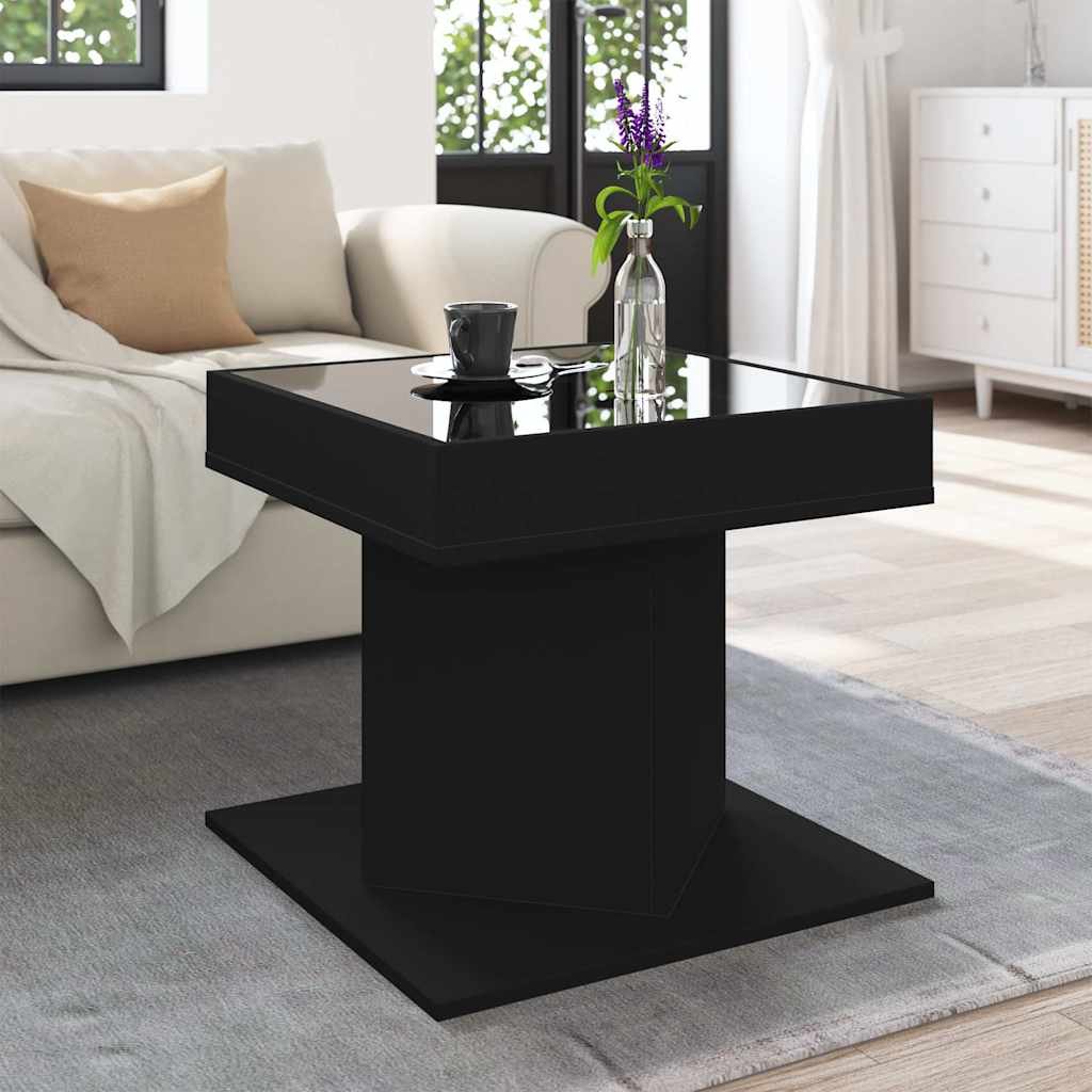 E-shop vidaXL Konferenčný stolík s LED čierny 50x50x45 cm kompozitné drevo