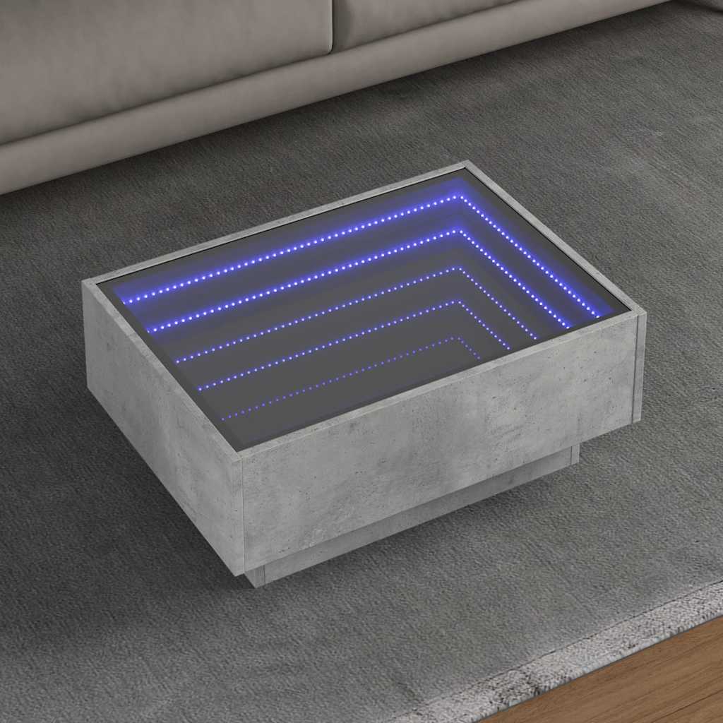 E-shop vidaXL Konferenčný stolík s LED betónový 70x50x30 cm kompozitné drevo