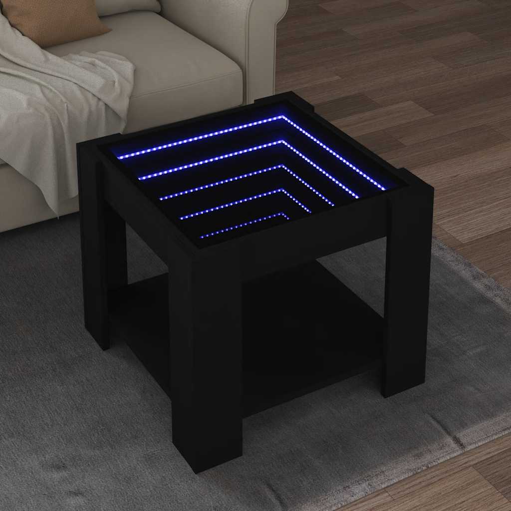 E-shop vidaXL Konferenčný stolík s LED čierny 53x53x45 cm kompozitné drevo