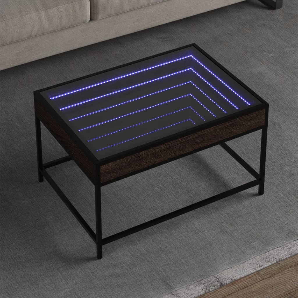 E-shop vidaXL Konferenčný stolík s nekonečnými LED hnedý dub 70x50x41 cm