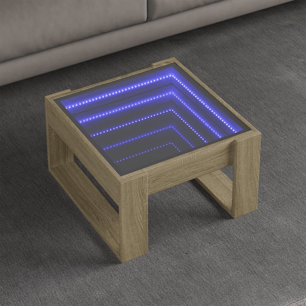 E-shop vidaXL Konferenčný stolík s nekonečnými LED dub sonoma 50x53x30 cm