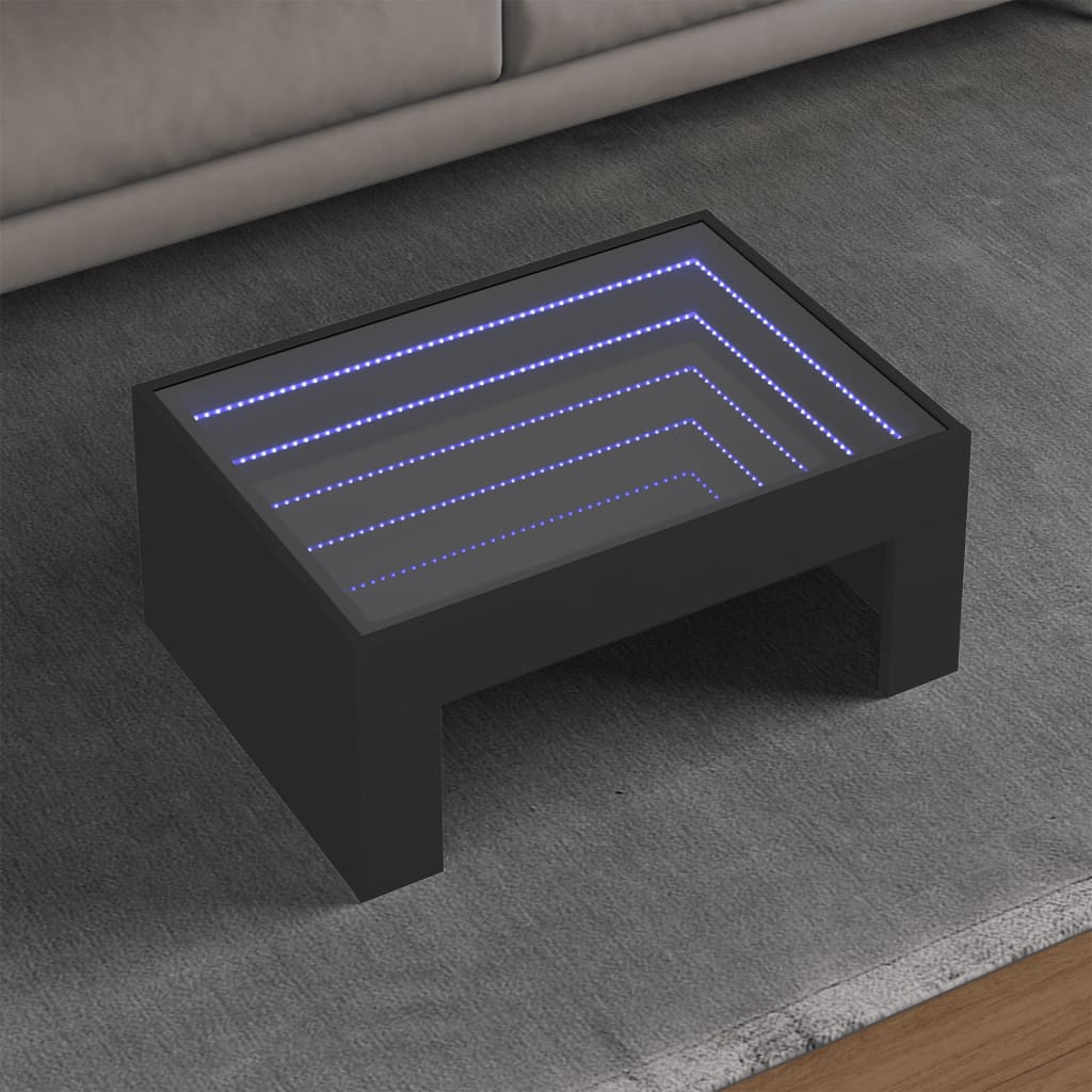 E-shop vidaXL Konferenčný stolík s nekonečnými LED čierny 70x50x30 cm