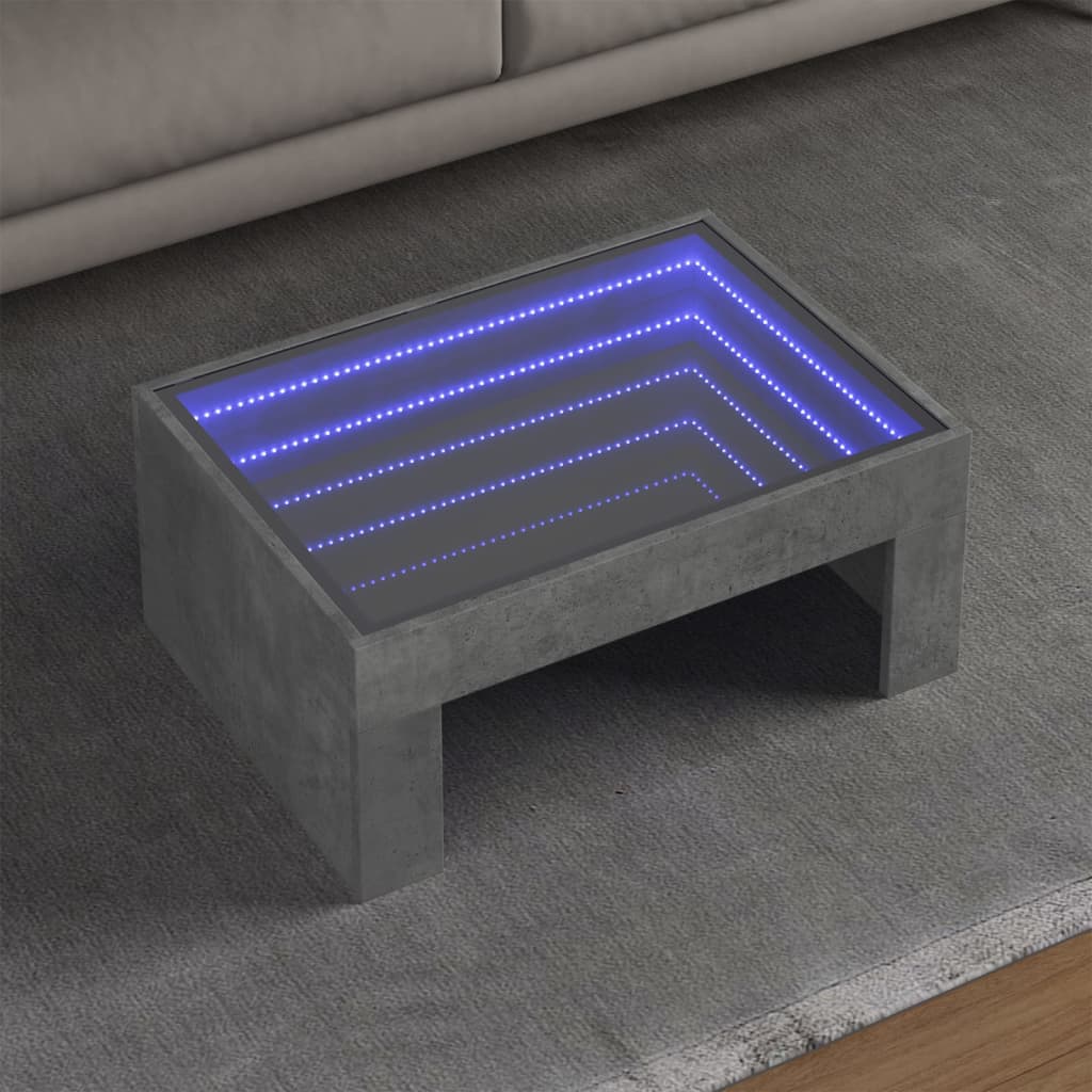 E-shop vidaXL Konferenčný stolík s nekonečnými LED betónovosivý 70x50x30 cm