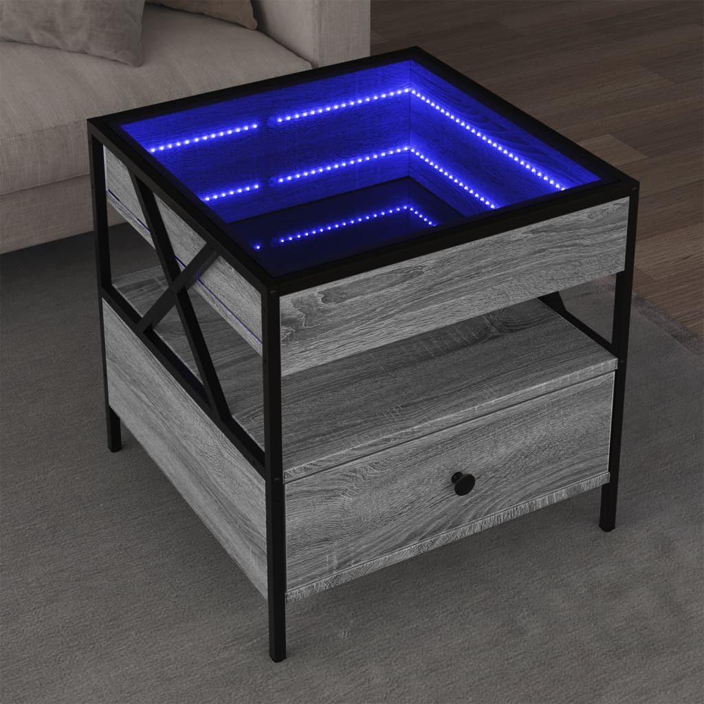 E-shop vidaXL Konferenčný stolík s nekonečnými LED sivý sonoma 50x50x51 cm