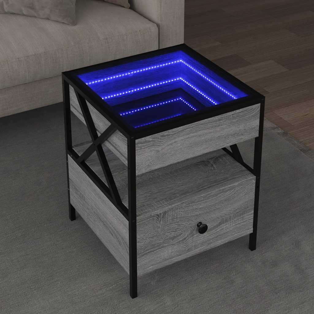 E-shop vidaXL Konferenčný stolík s nekonečnými LED sivý sonoma 40x40x51 cm