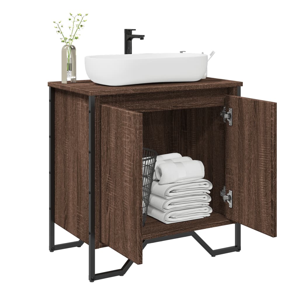 E-shop vidaXL Skrinka na umývadlo hnedý dub 60x35x60 cm kompozitné drevo