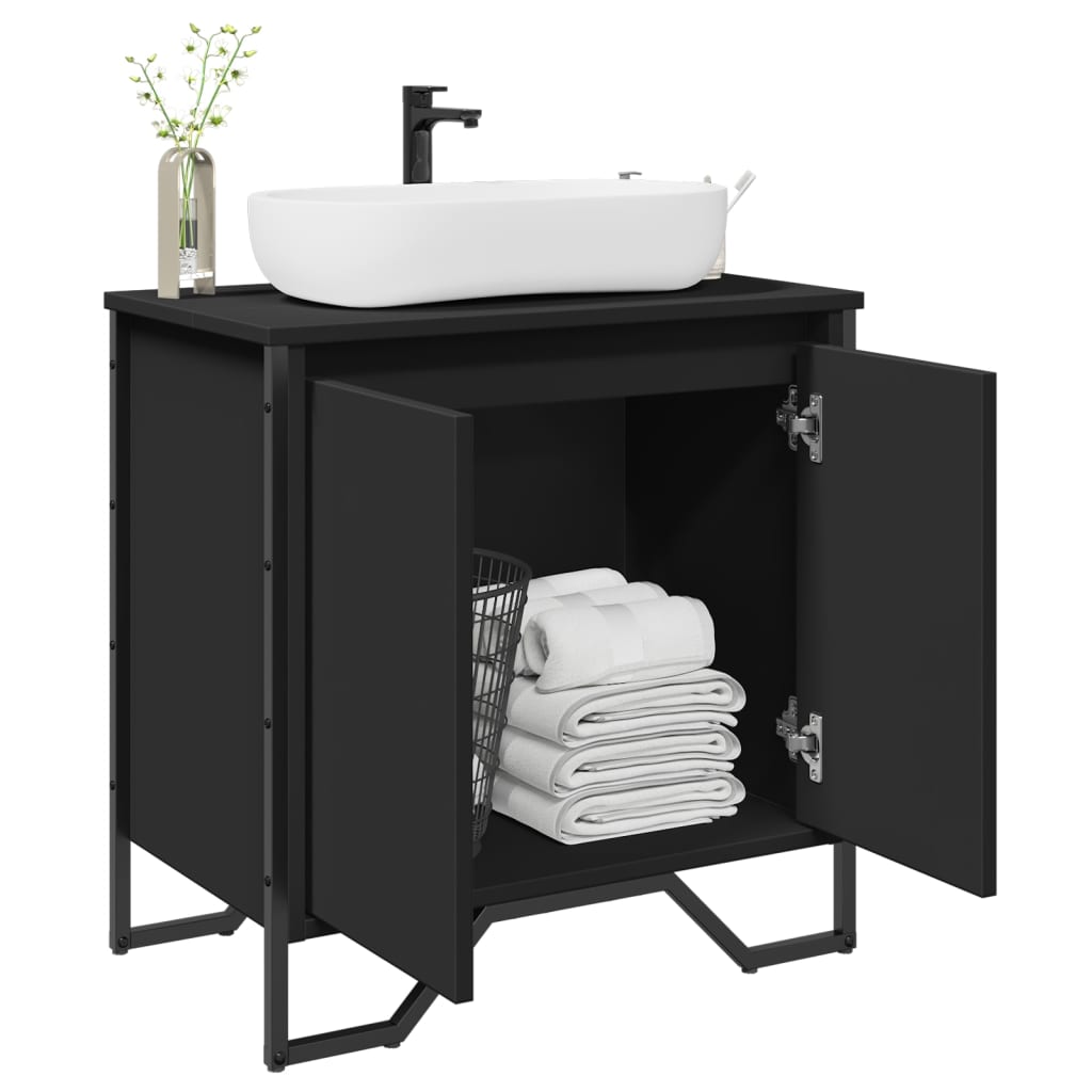 E-shop vidaXL Skrinka na umývadlo čierna 60x35x60 cm kompozitné drevo