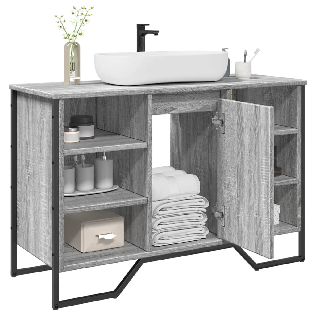 E-shop vidaXL Skrinka na umývadlo sivá sonoma 91x35x60 cm kompozitné drevo
