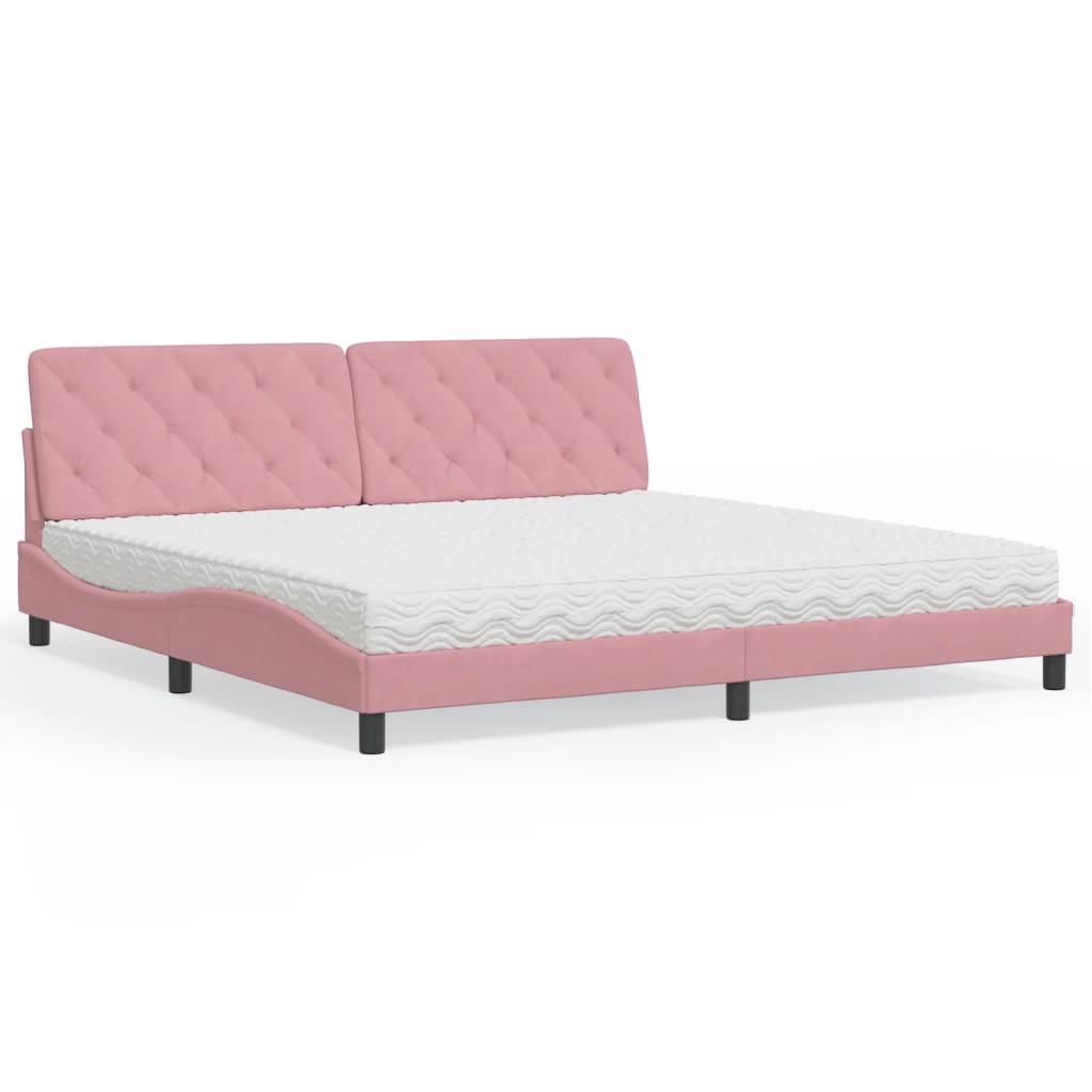 E-shop vidaXL Posteľ s matracom ružový200x200 cm zamat