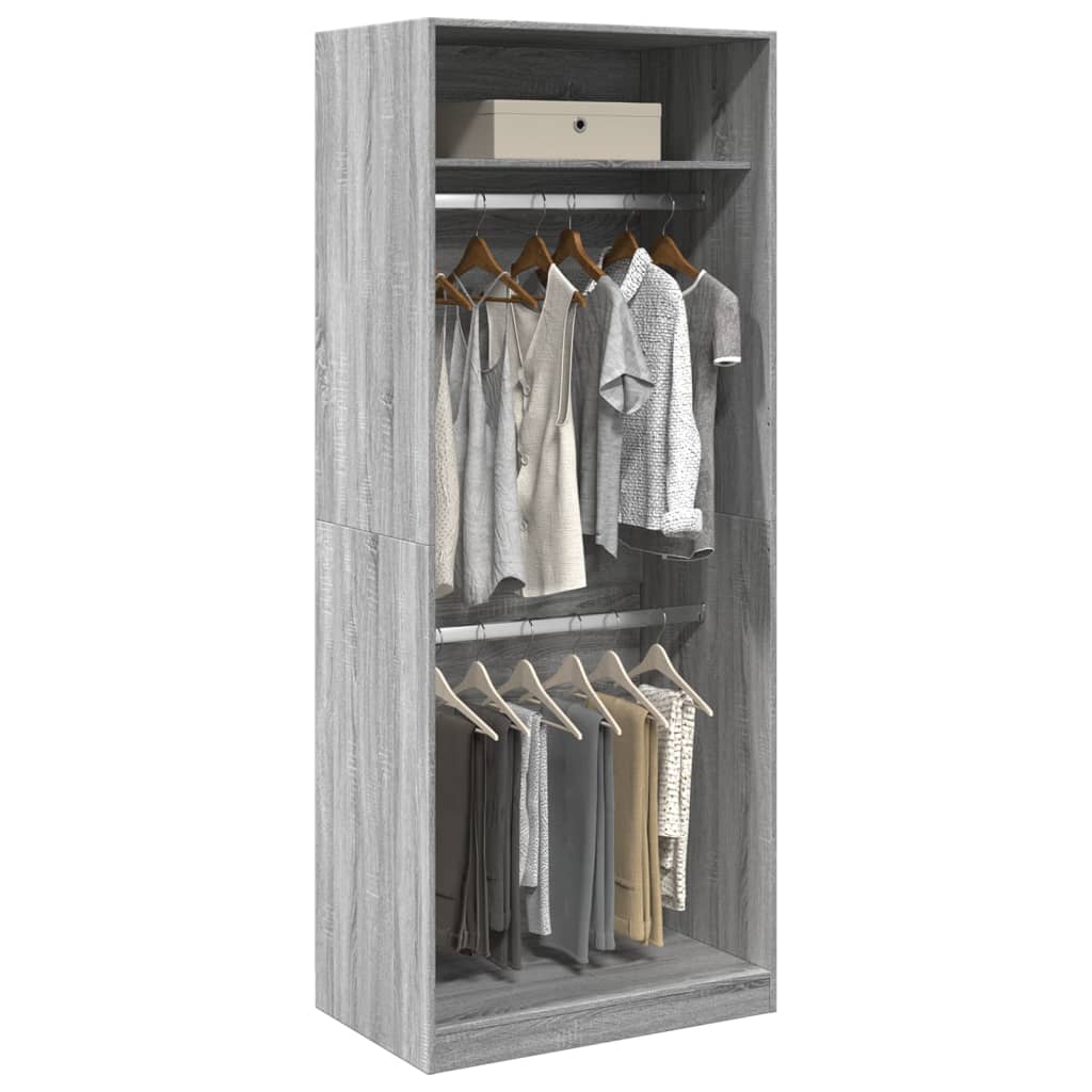 E-shop vidaXL Šatník sivý sonoma 80x50x200 cm kompozitné drevo