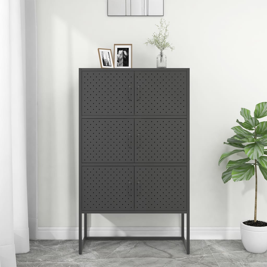 E-shop vidaXL Vysoká skrinka antracitová 80x35x135 cm oceľ