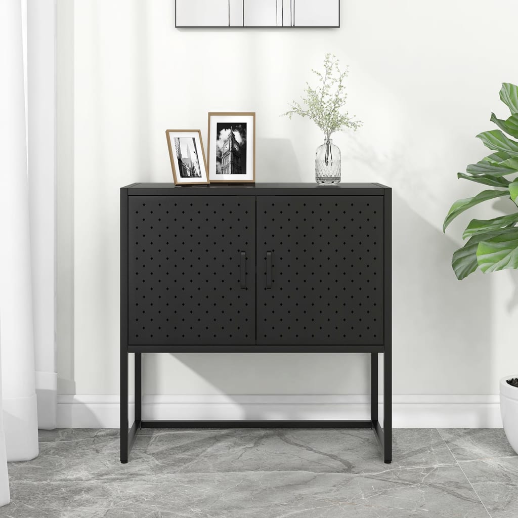 E-shop vidaXL Komoda čierna 75x35x75 cm oceľová
