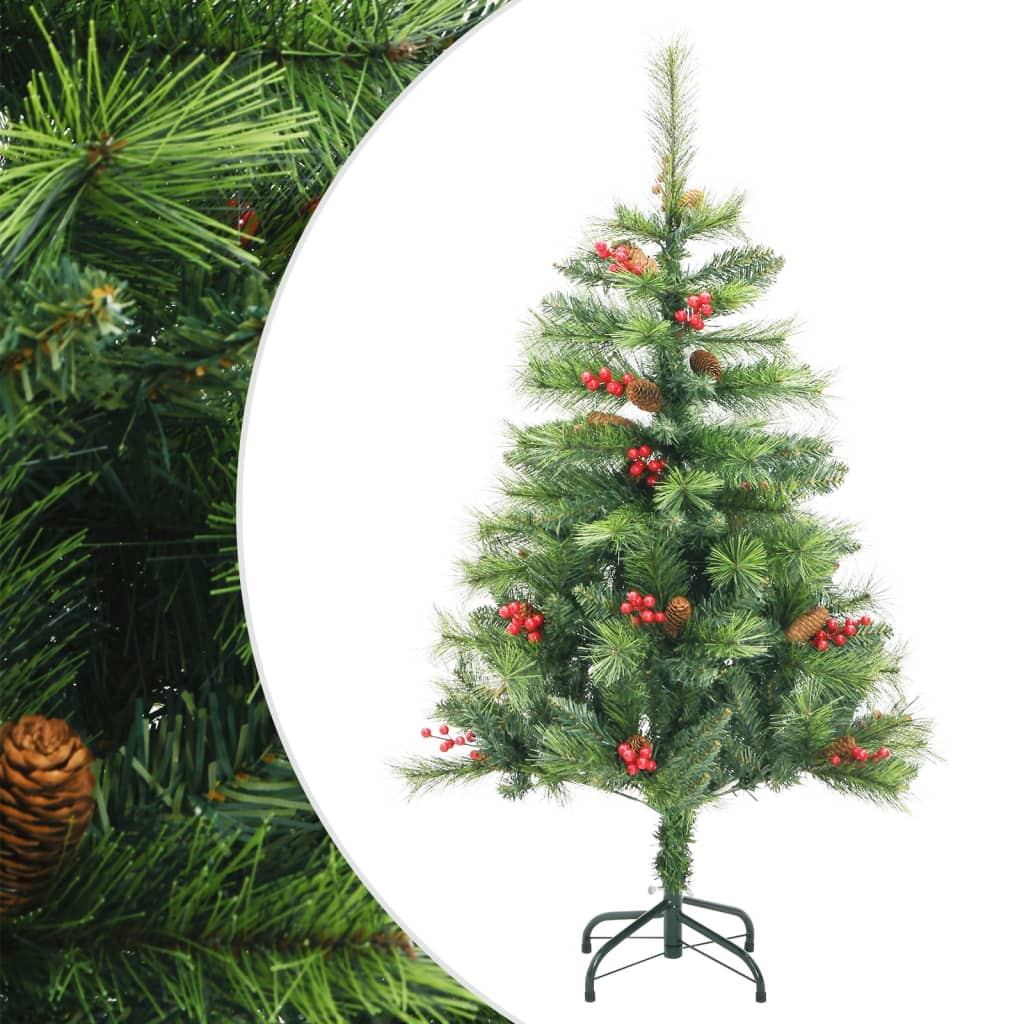 E-shop vidaXL Umelý výklopný vianočný stromček so šiškami a bobuľami 150 cm