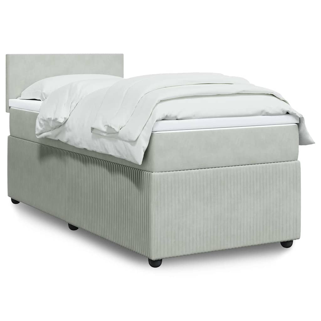 E-shop vidaXL Posteľný rám boxsping s matracom bledosivý 90x200 cm zamat