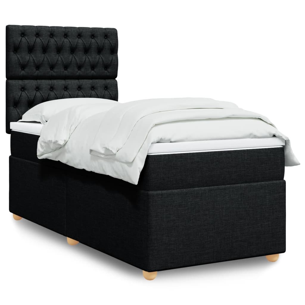 E-shop vidaXL Posteľný rám boxspring s matracom čierny 90x200 cm látka