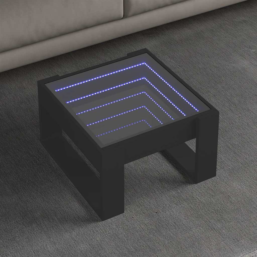 E-shop vidaXL Konferenčný stolík s nekonečnými LED čierny 50x53x30 cm