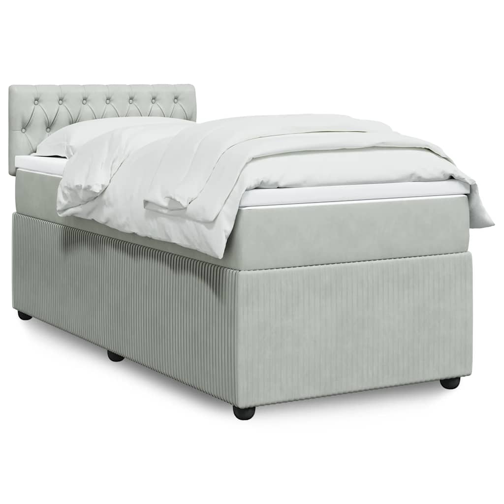 E-shop vidaXL Posteľný rám boxsping s matracom bledosivý 90x190 cm zamat