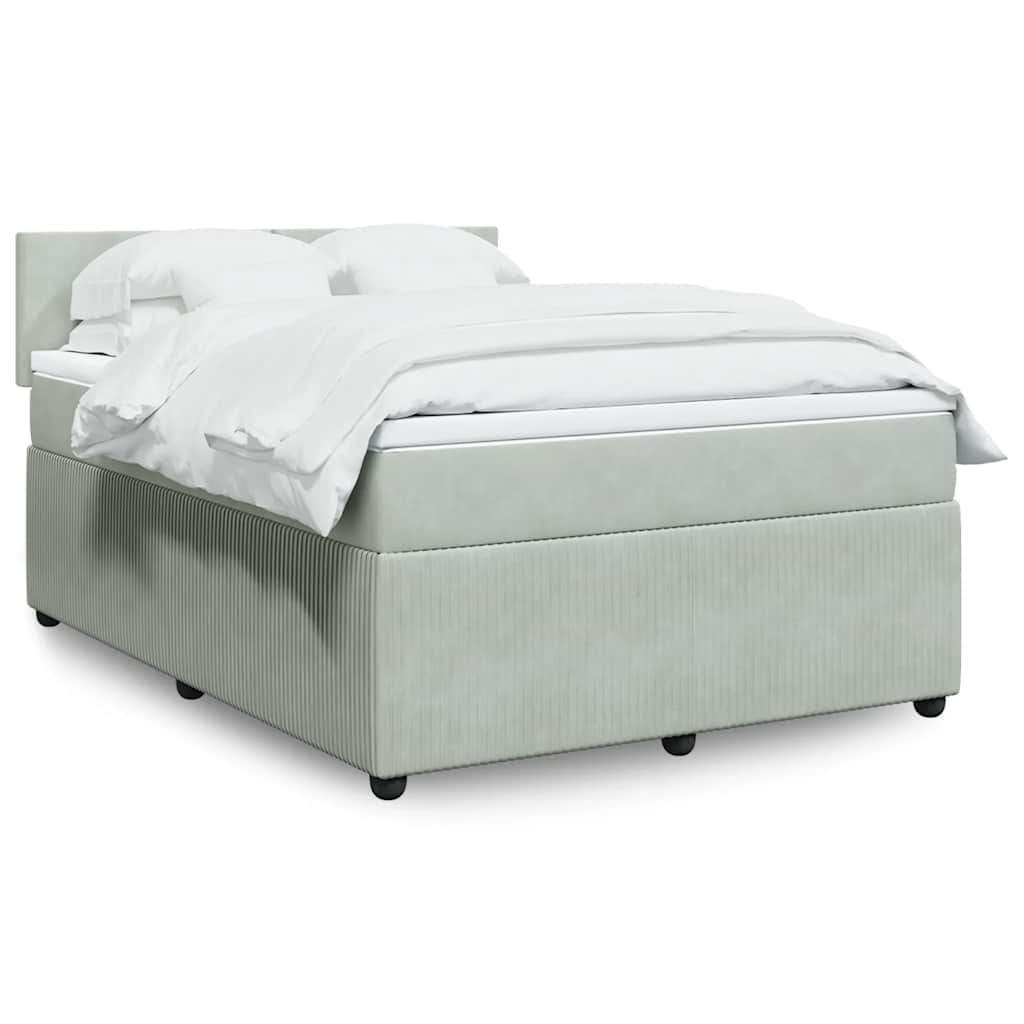 E-shop vidaXL Posteľný rám boxsping s matracom bledosivý 140x200 cm zamat