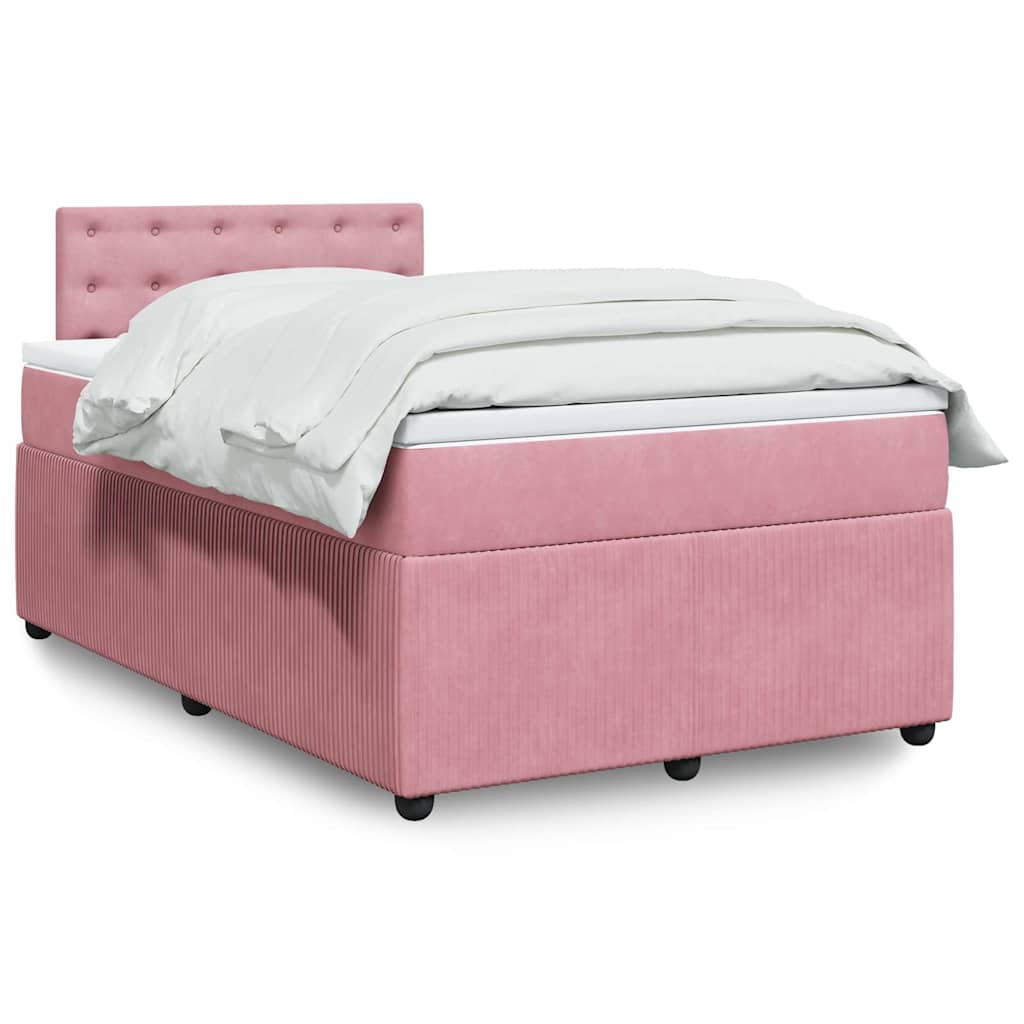 E-shop vidaXL Posteľný rám boxsping s matracom ružový 120x200 cm zamat