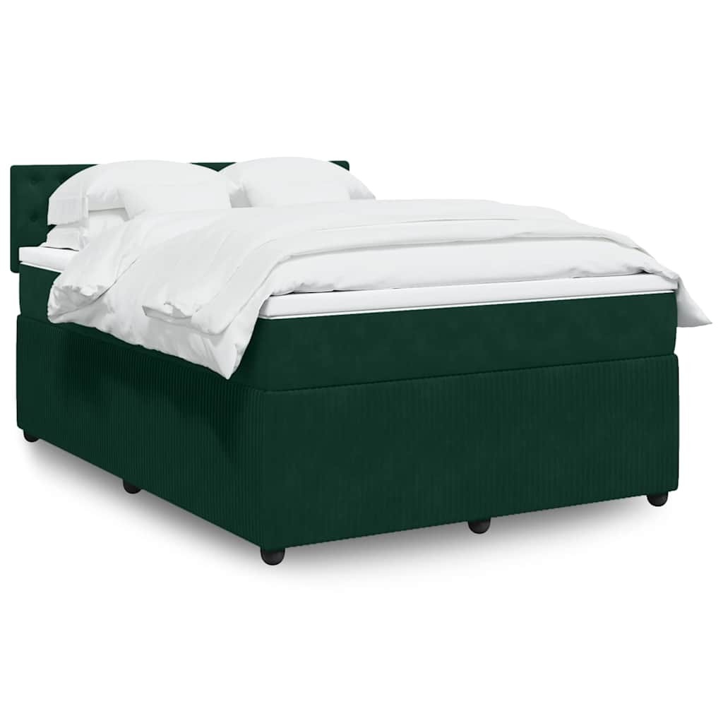 E-shop vidaXL Posteľný rám boxsping s matracom tmavozelený 140x200 cm zamat