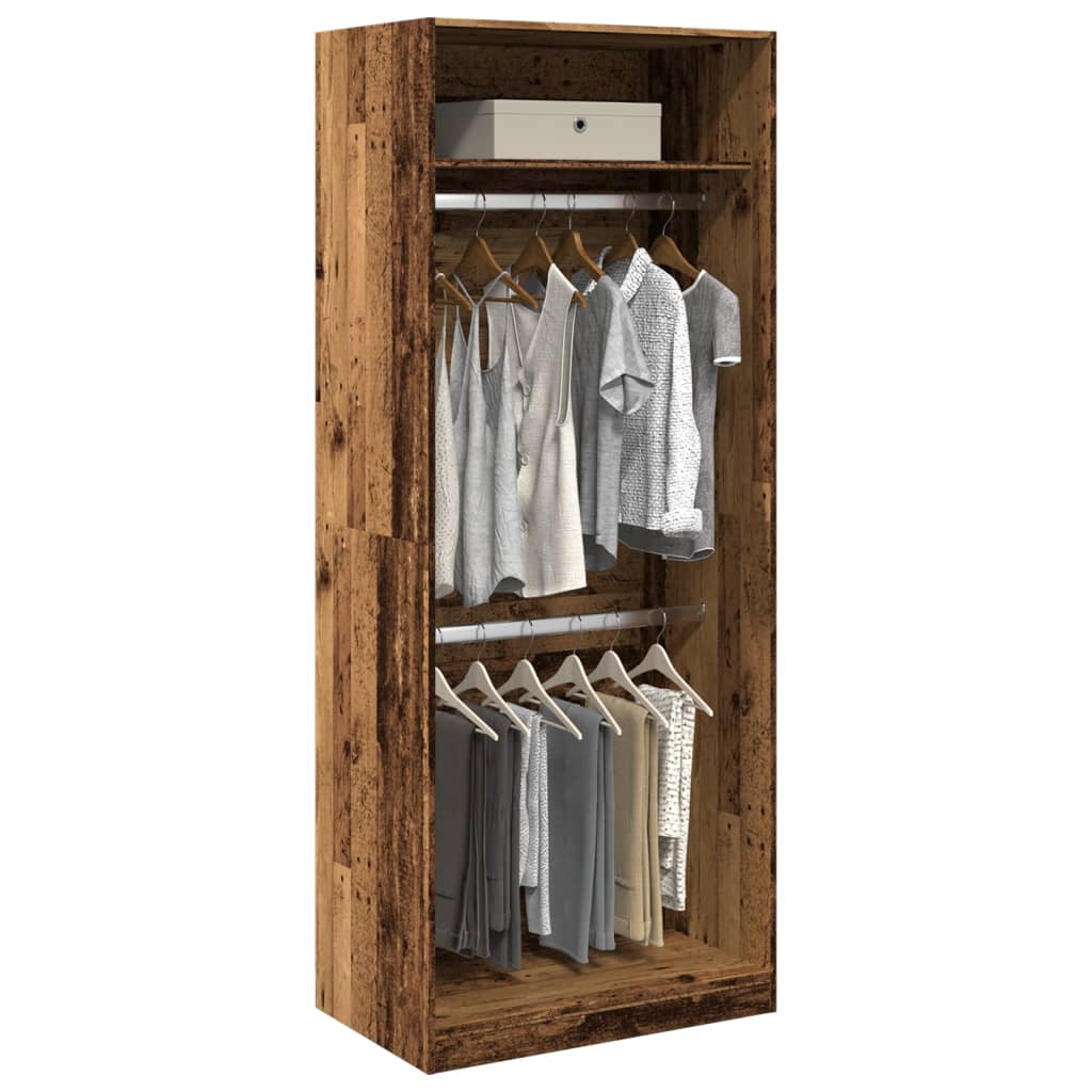 E-shop vidaXL Šatník staré drevo 80x50x200 cm kompozitné drevo
