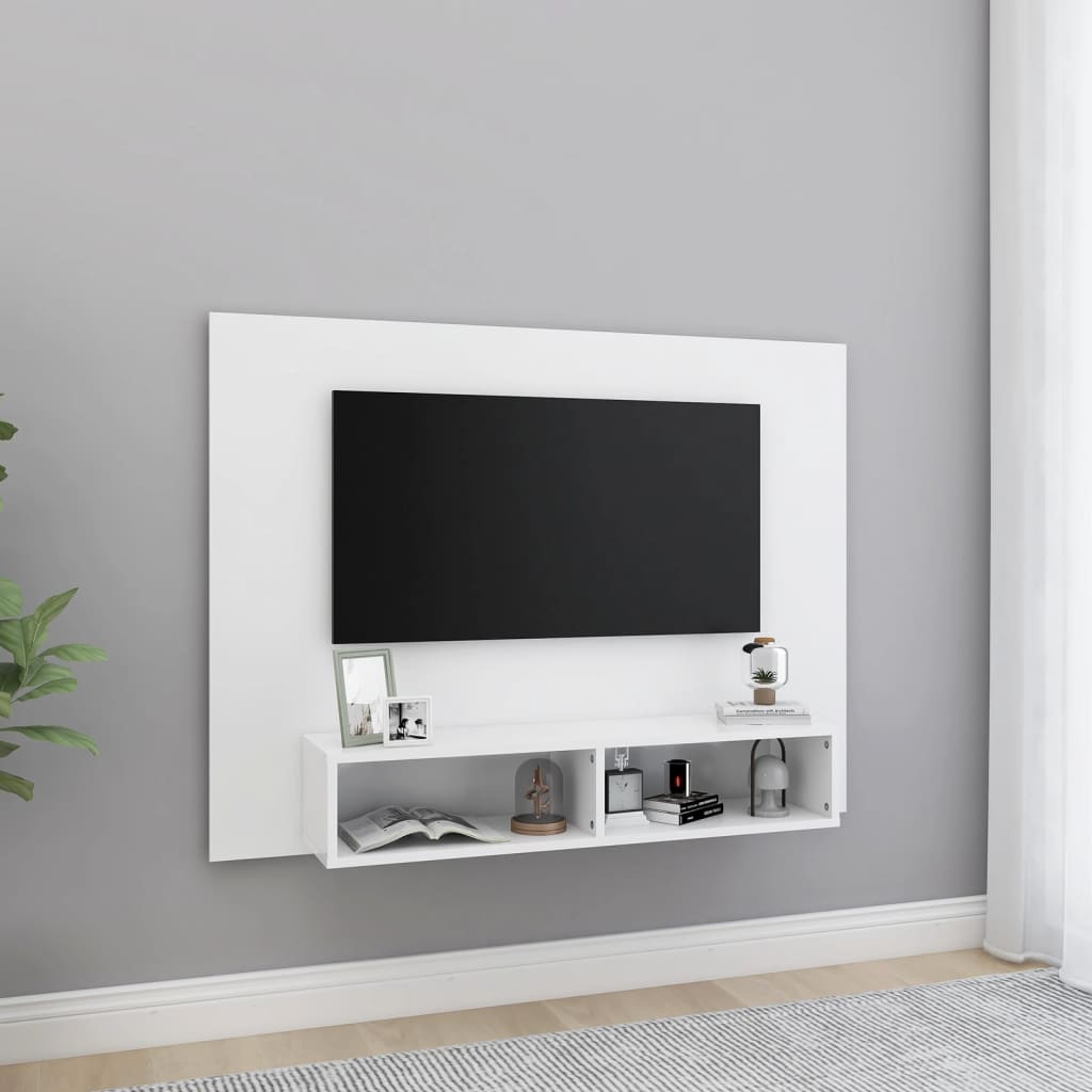 E-shop vidaXL Nástenná TV skrinka biela 120x23,5x90 cm spracované drevo