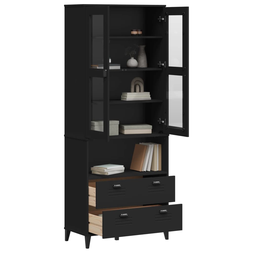 E-shop vidaXL Vysoká skrinka VIKEN čierna 80x40x200 cm borovicový masív