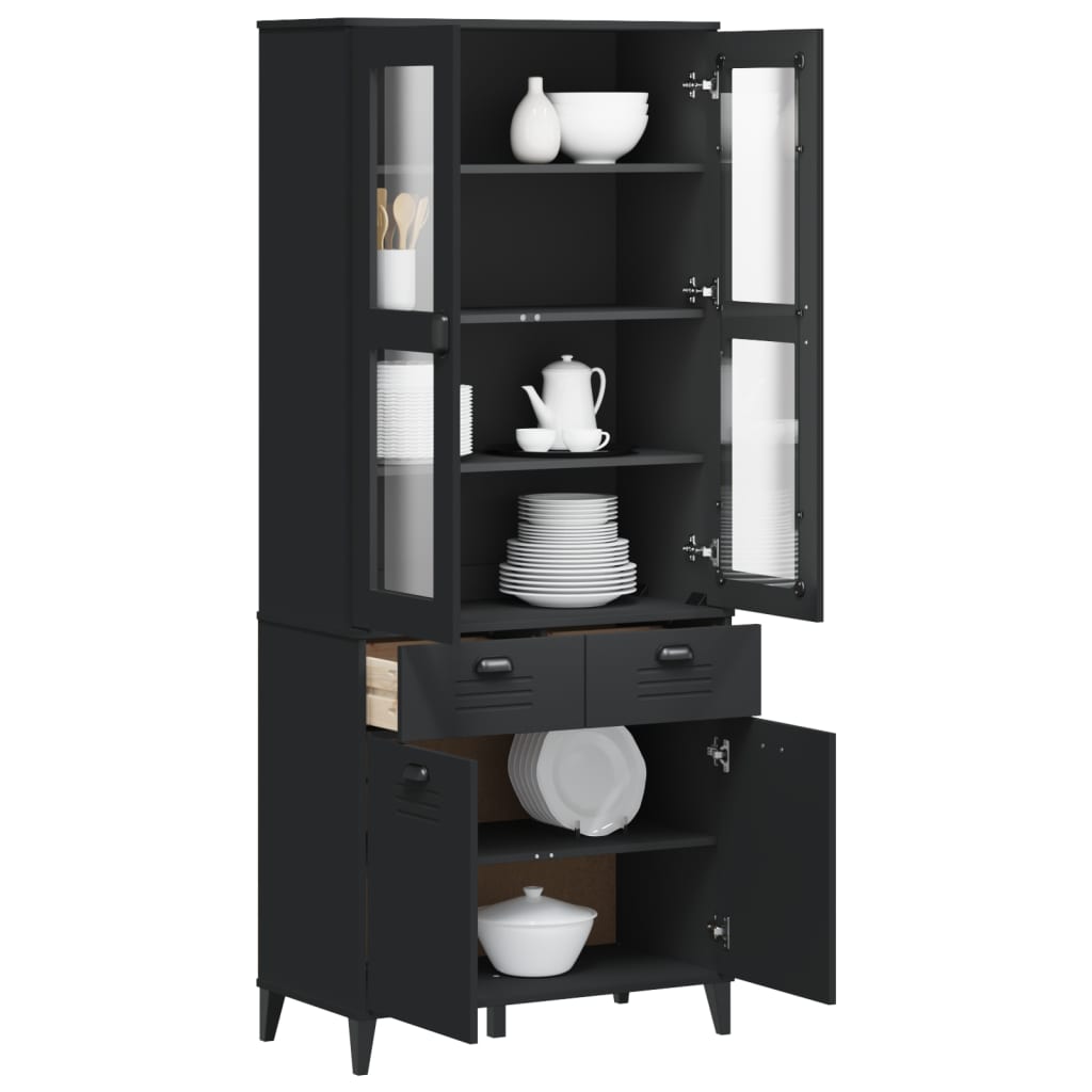 E-shop vidaXL Vysoká skrinka VIKEN čierna 80x40x190 cm borovicový masív